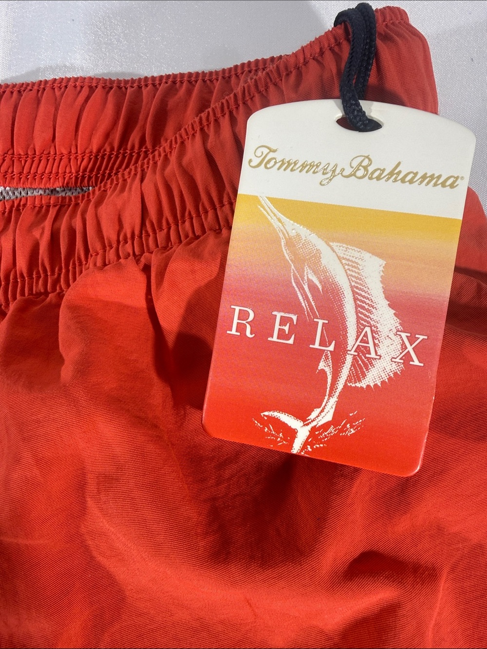 Tommy Bahama Men's orange Relax Swim Trunks with Black Drawstring - Picture 3 of 9
